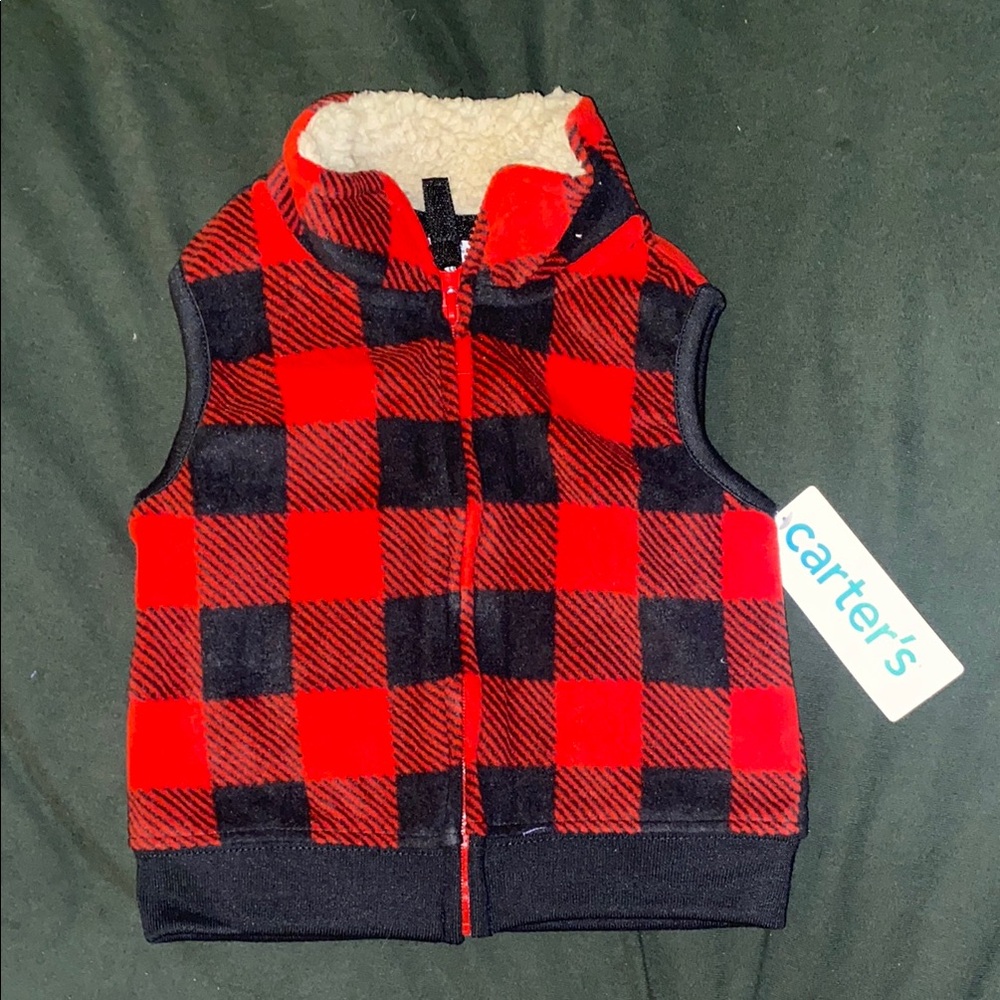 Carter's Red and Black Plaid Vest